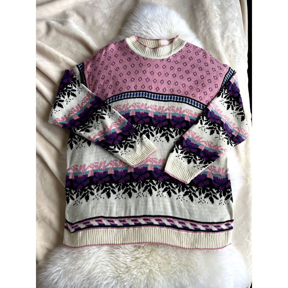 Vintage 80s Amanda Ashley Geometric Pattern Sweater, Size Large 22/42